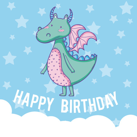 Happy birthday card cute cartoons.のイラスト素材