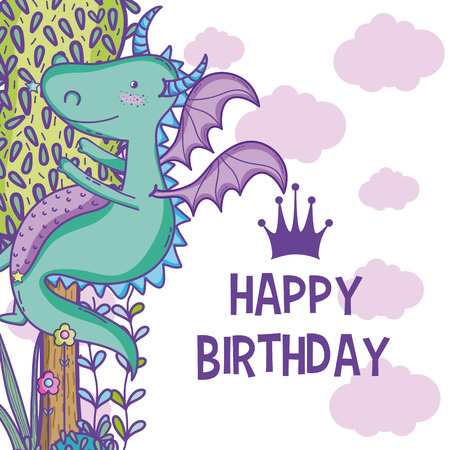 Happy birthday card cute cartoons.のイラスト素材