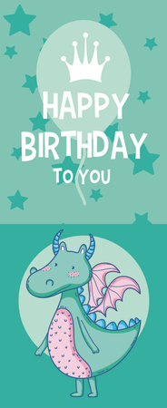 Happy birthday card cute cartoons.のイラスト素材