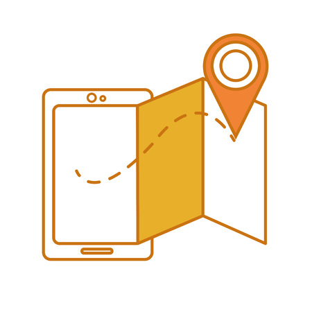 Color smartphone technology with geographic map and location symbolのイラスト素材