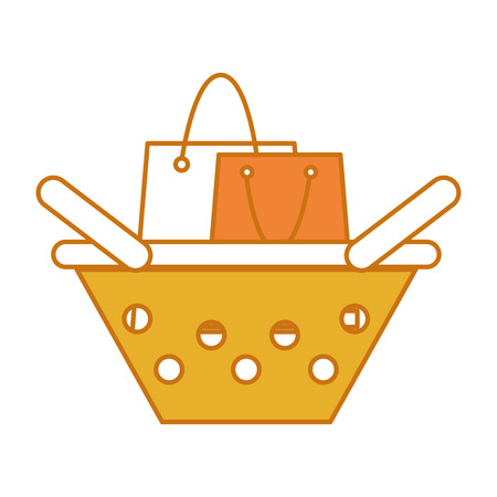 Color shopping bag inside basket shopのイラスト素材