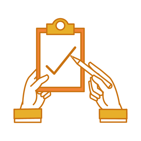 Hands with pen and check list documentのイラスト素材