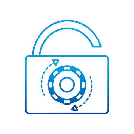 Degraded line open padlock object with password protectionのイラスト素材