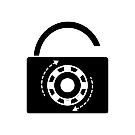 silhouette open padlock object with password protectionのイラスト素材