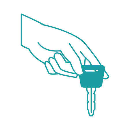Color hand with car key security object illustration.のイラスト素材