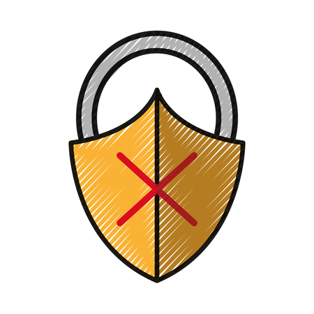 grated close padlock shield with bag protectionのイラスト素材