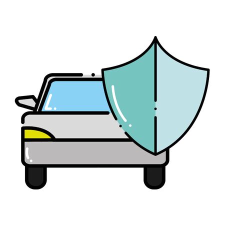 dashed line car transport with shield security designのイラスト素材