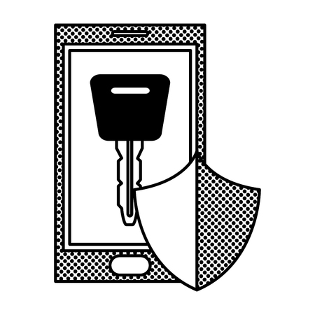 filling texture smartphone with digital key and shield security vector illustrationのイラスト素材