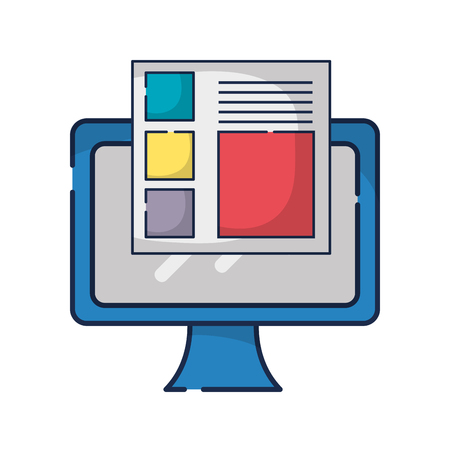 computer technology with business documen information vector illustrationのイラスト素材