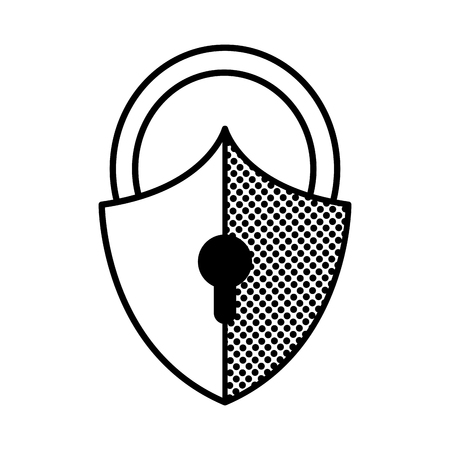 filling texture close padlock shield to security object vector illustrationのイラスト素材