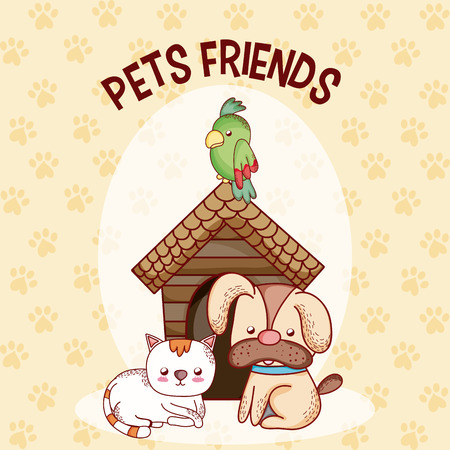 Cute pets friends cartoons vector illustration graphic designのイラスト素材