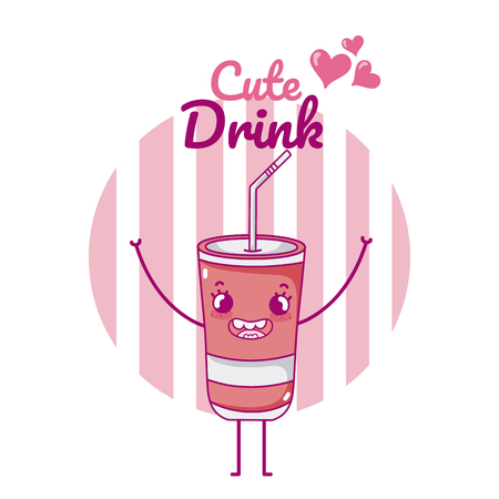 Cute soda drink cartoon illustration.のイラスト素材