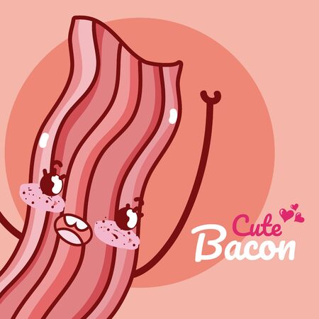 Cute bacon kawaii cartoon vector illustration graphic designのイラスト素材