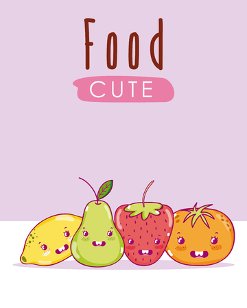 Cute fruits kawaii cartoons vector illustration graphic designのイラスト素材