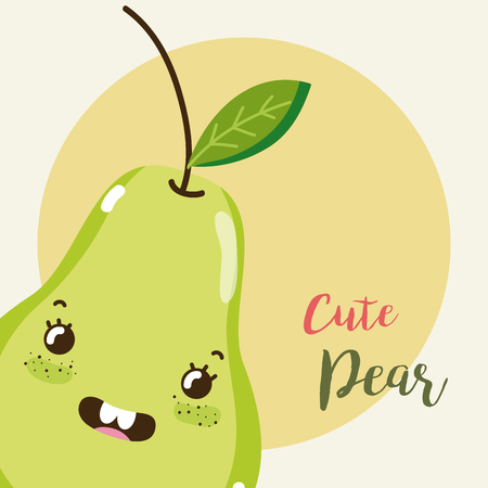 Cute pear kawaii cartoon vector illustration graphic designのイラスト素材