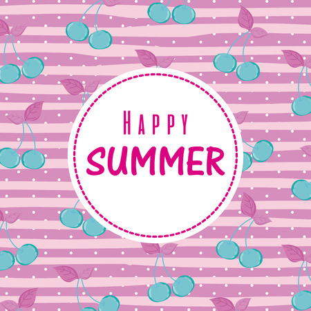 Happy summer concept card vector illustration graphic designのイラスト素材
