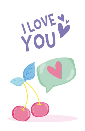 I love you tropical card with pastel colors vector illustration graphic designのイラスト素材