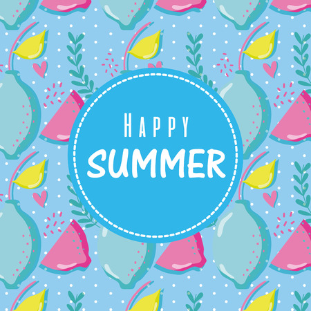 Happy summer concept card vector illustration graphic designのイラスト素材