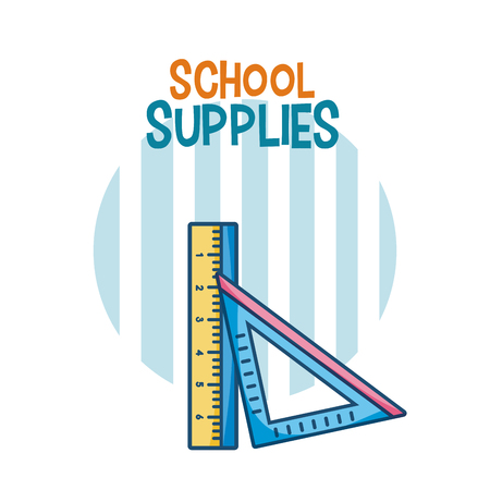 School supplies colorful cartoons vector illustration graphic designのイラスト素材