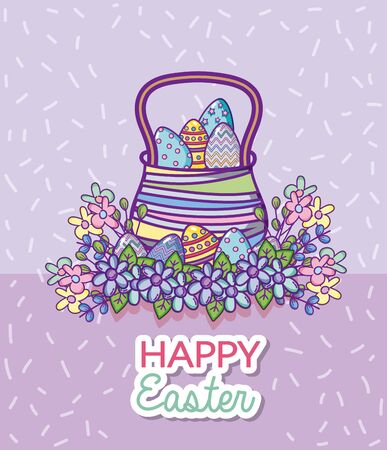 Happy easter card with cute animal cartoon illustration.のイラスト素材