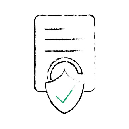 grunge business document paper with padlock good security vector illustrationのイラスト素材