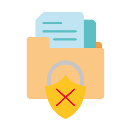 colorful file folder with documents and padlock bad securityのイラスト素材