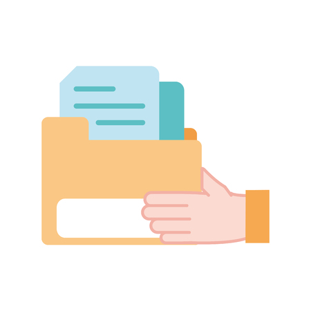 colorful man hand with file folder documentのイラスト素材