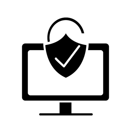 silhouette computer technology with padlock good securityのイラスト素材