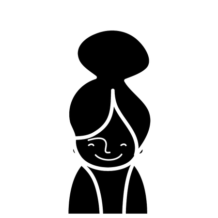 silhouette happy woman with blouse and hairstyle designのイラスト素材