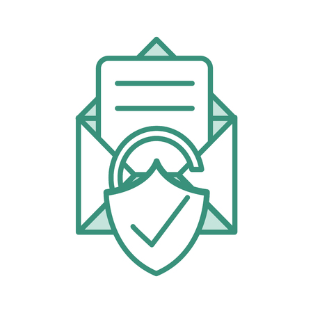 Color e-mail letter message with good padlock protection vector illustration.のイラスト素材