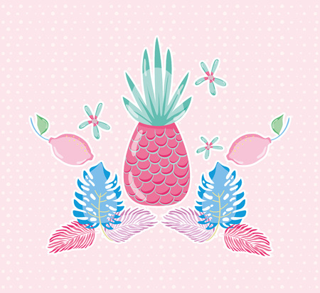 Punchy pastel pineapple vector illustration graphic designのイラスト素材