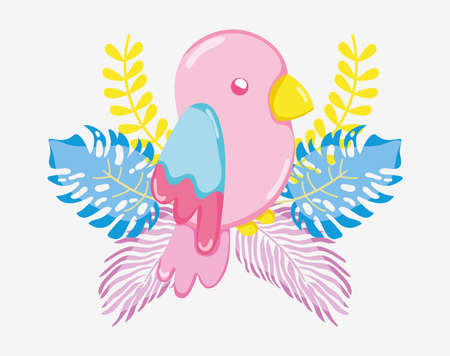 Punchy pastel cute parrot cartoon vector illustration graphic designのイラスト素材