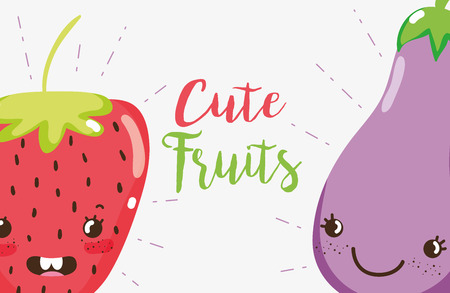 Cute fruits cartoonsのイラスト素材