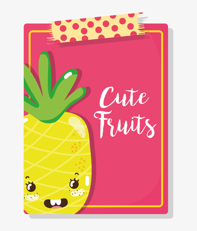Cute fruits cartoonsのイラスト素材