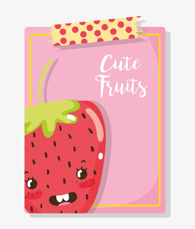 Cute fruits cartoonsのイラスト素材