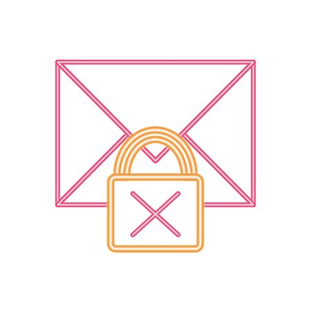 neon line letter message with packlock bad security vecctor illustrationのイラスト素材