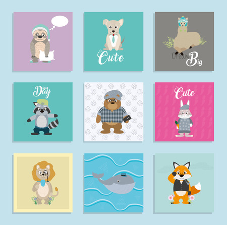 Cute animals background vector illustration graphic designのイラスト素材