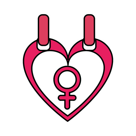 female gender sign inside heart graphic vector illustrationのイラスト素材