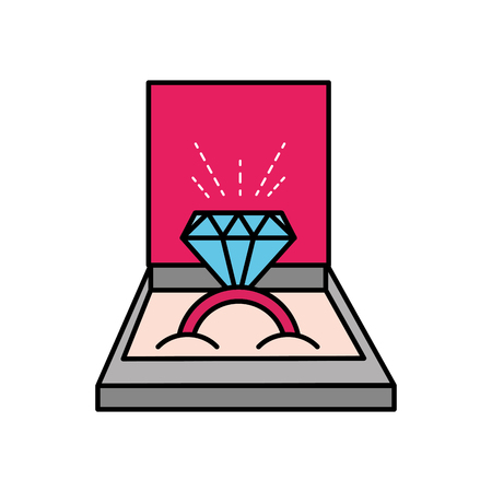 engagement wedding ring diamond inside box vector illustrationのイラスト素材