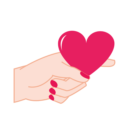 colorful woman hand with heart symbol of passion vector illustrationのイラスト素材