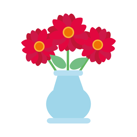 colorful flowers petals with leaves inside crystal jar vector illustrationのイラスト素材