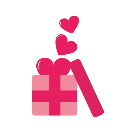 colorful hearts design inside present gift box vector illustrationのイラスト素材