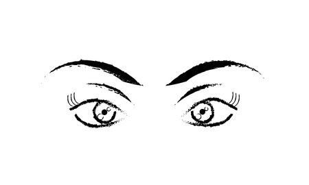 Grunge beauty woman eyes with eyebrows and eyelashesのイラスト素材