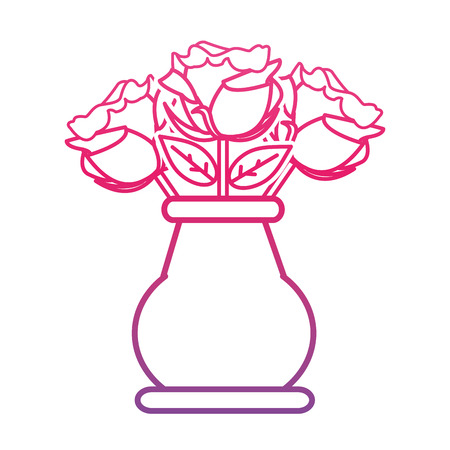 Degraded line roses petals with leaves inside crystal jarのイラスト素材