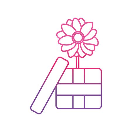 Degraded line flowers petals inside present gift boxのイラスト素材