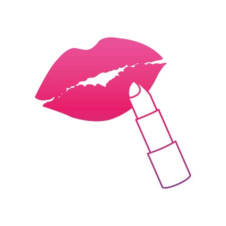 Degraded line lips makeup with glamour lipstick productのイラスト素材