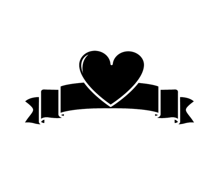 Silhouette ribbon decoration holiday with heart designのイラスト素材