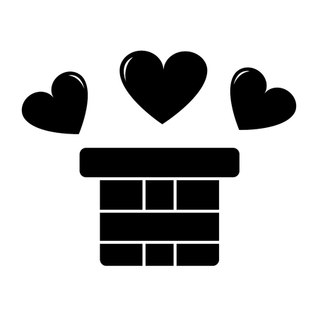 silhouette present gift box with hearts design vector illustrationのイラスト素材