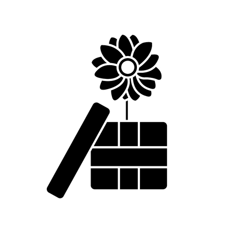 Silhouette flowers petals inside present gift boxのイラスト素材