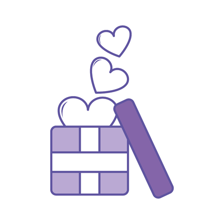 duo color hearts design inside present gift box vector illustrationのイラスト素材